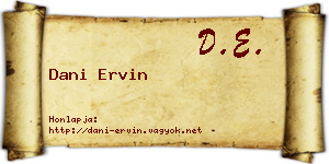 Dani Ervin névjegykártya
